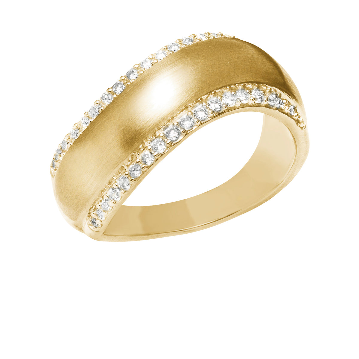 9ct Yellow Gold Matt Diamond Channel Set Dress Ring (0.33ct) – Harris ...