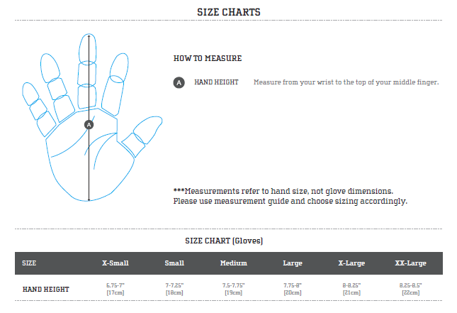 Flylow Glove Size Chart