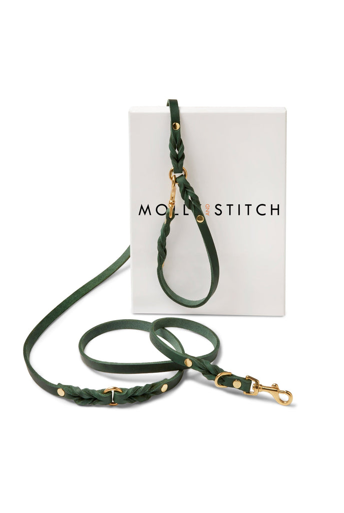 Butter Leather 3x Adjustable Dog Leash - Forest Green by Molly And Stitch US