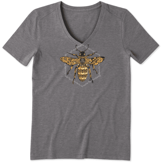 Life is good Cool Vee Primal Bee Short Sleeve Shirt - Women's