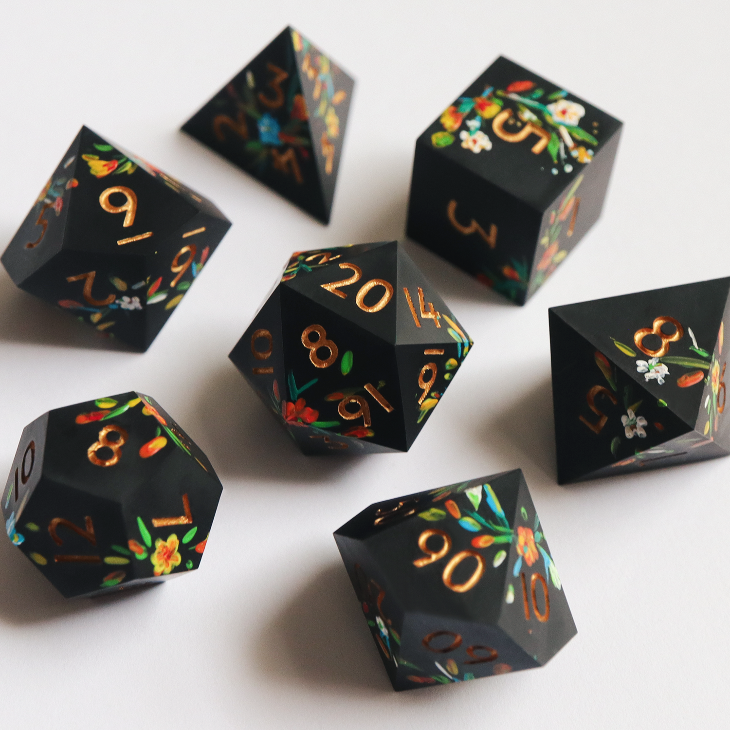 Fey Illuminations Hand Painted Handmade Sharp Edge 7 Piece Dice Se Everything Dice