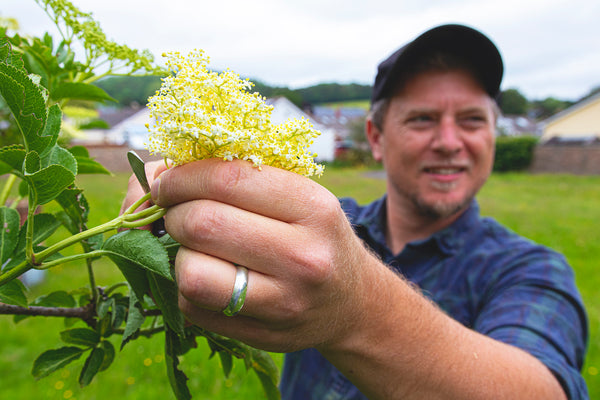 Yonder Co-Founder, Stuart, foraging elderflower for wild ales