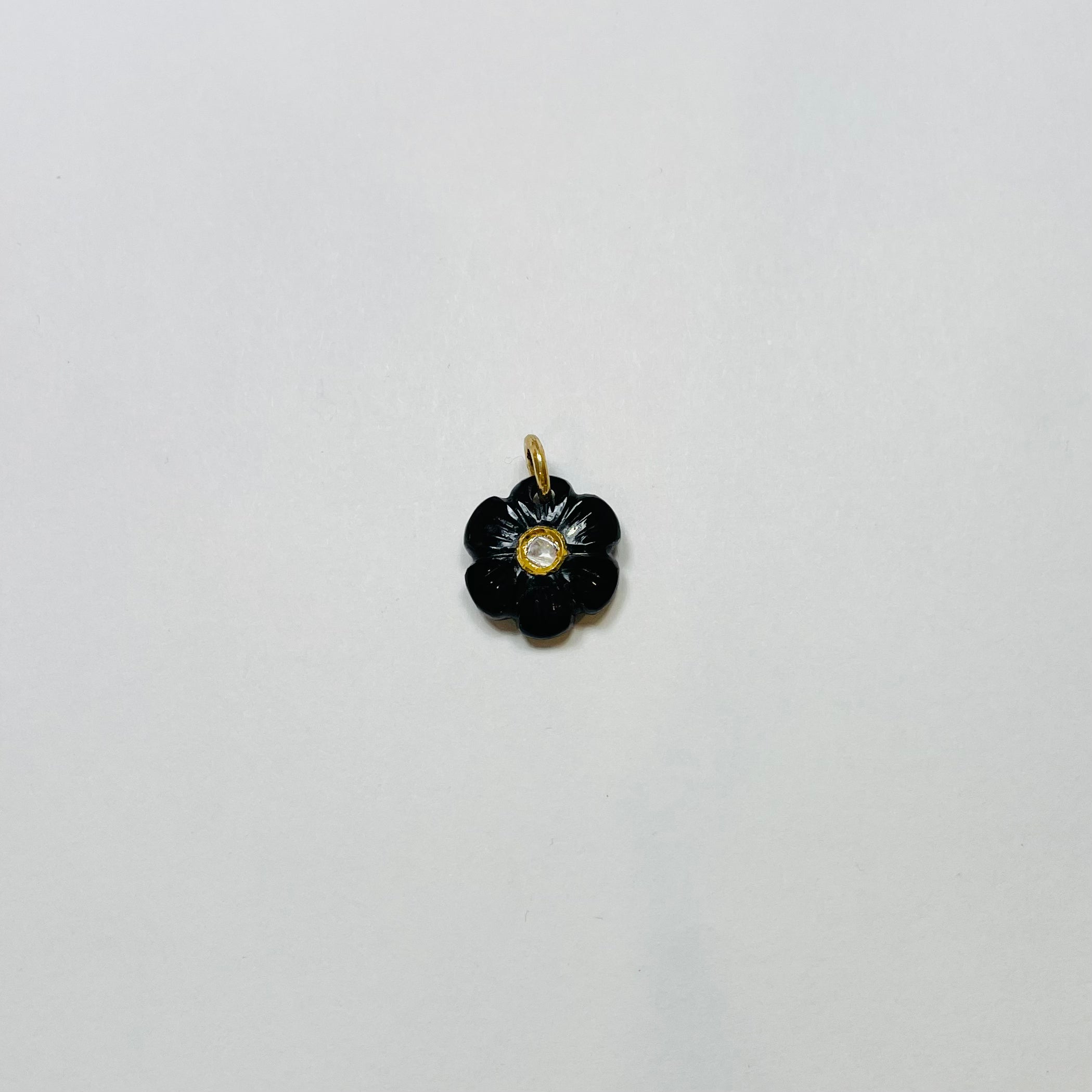 carved onyx flower pendant, small