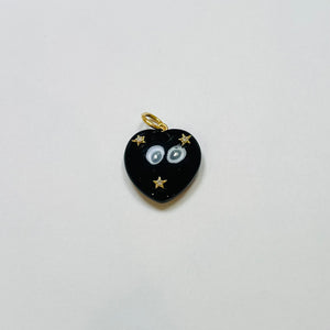 onyx heart and stars pendant - Theodosia Jewelry