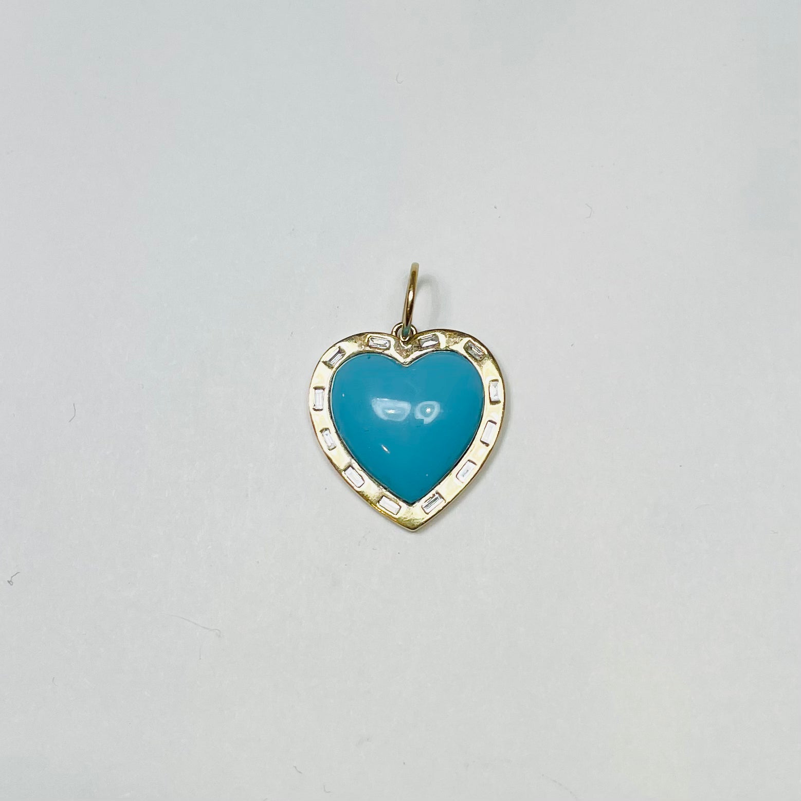 diamond baguettes turquoise heart pendant with diamond baguettes