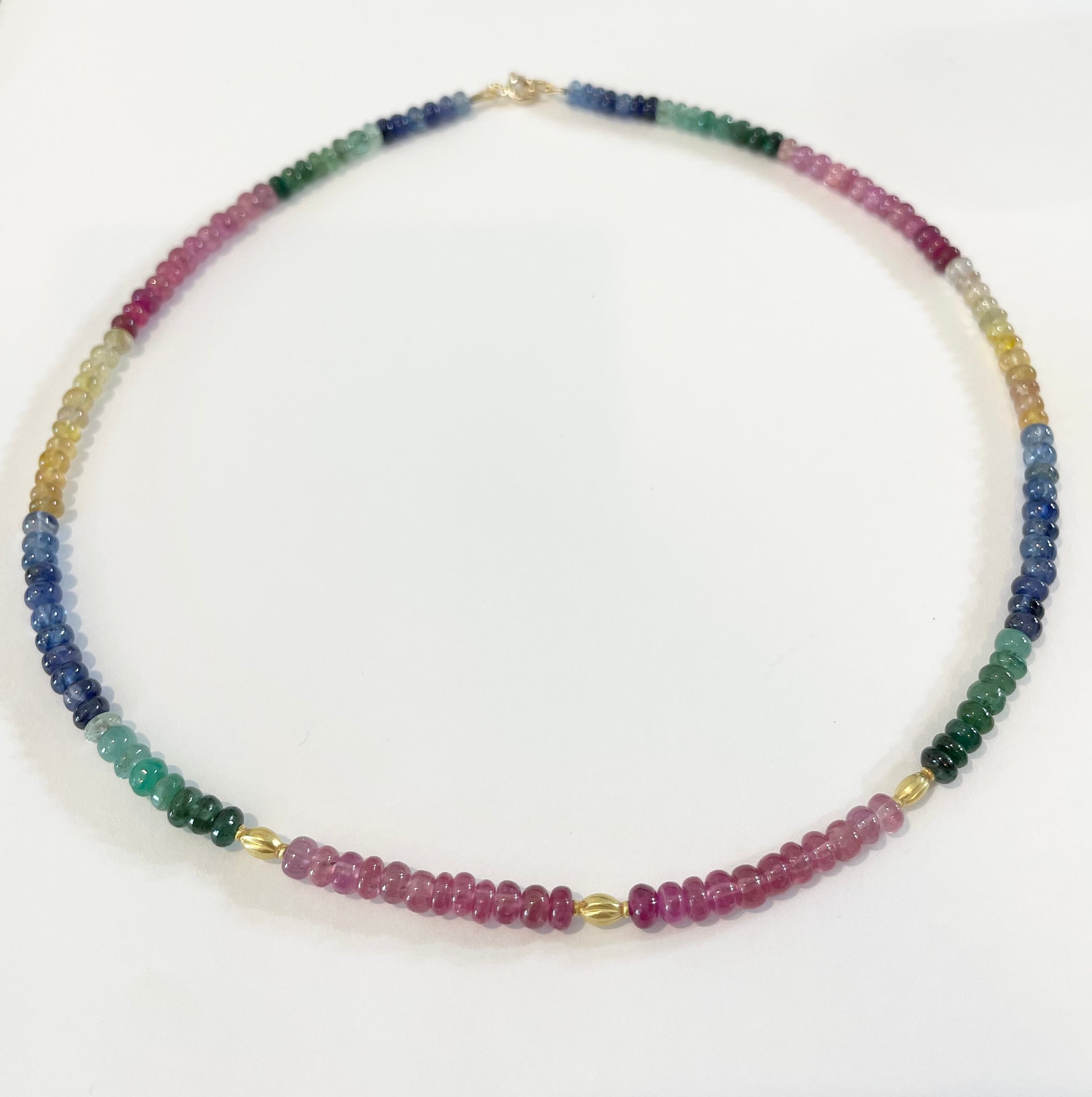 shaded sapphire necklace with 14 k gold beads – Theodosia Jewelry