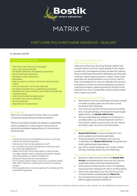 Bostik Matrix FC Datasheet