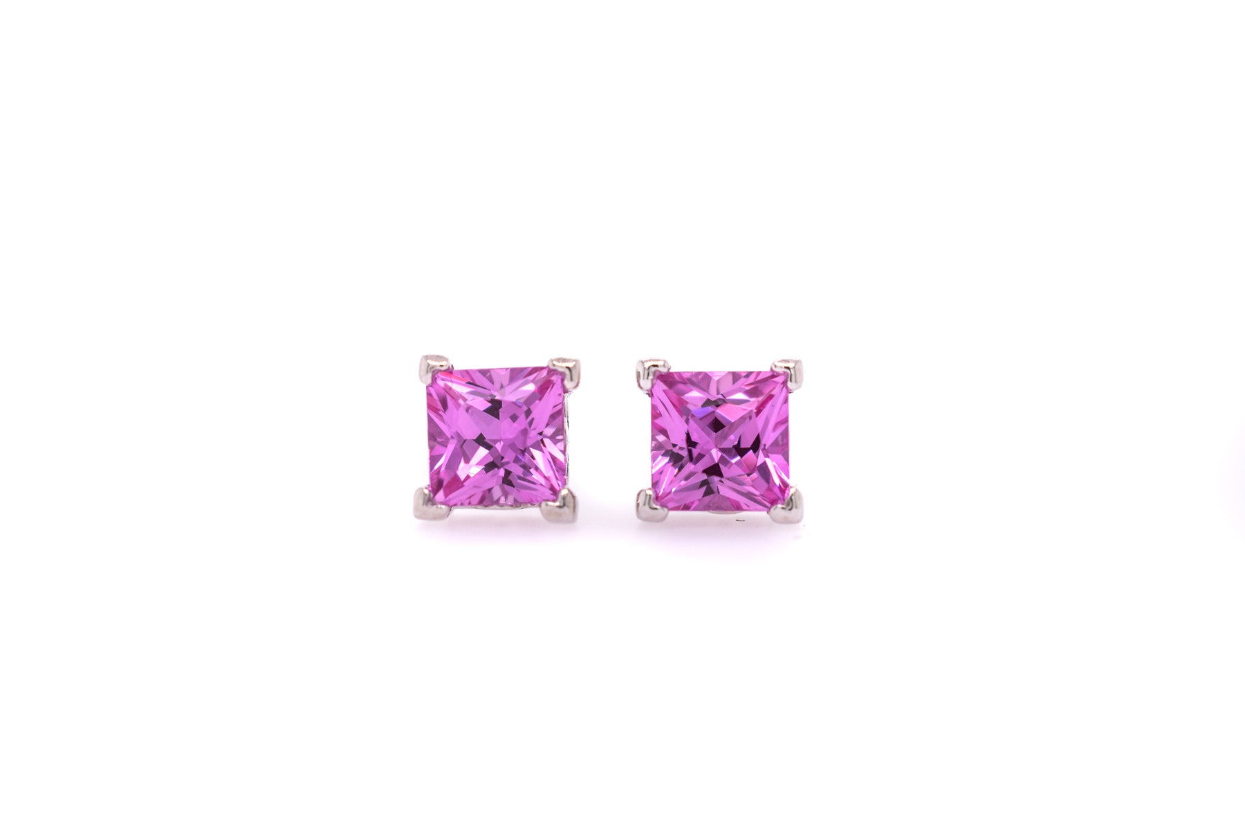 PRINCESS CUT PINK SAPPHIRE EARRINGS – Belliston Jewelry