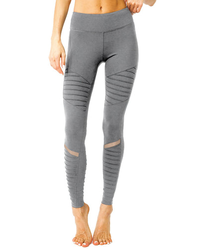 Athletique Low-Waisted Ribbed Leggings with Hidden Pocket and Mesh Panels