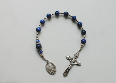 emergency novena, memorare, mother teresa, blue sodalite sterling silver chaplet, high-quality, heirloom rosaries