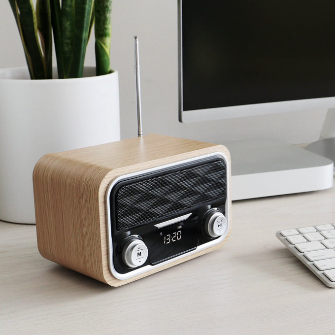 bluetooth speaker with radio and clock