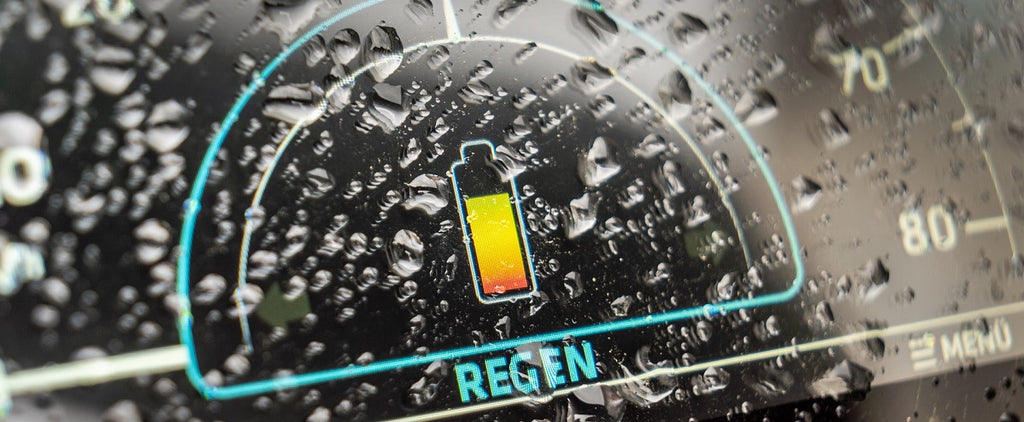 A battery icon on a car dashboard display.