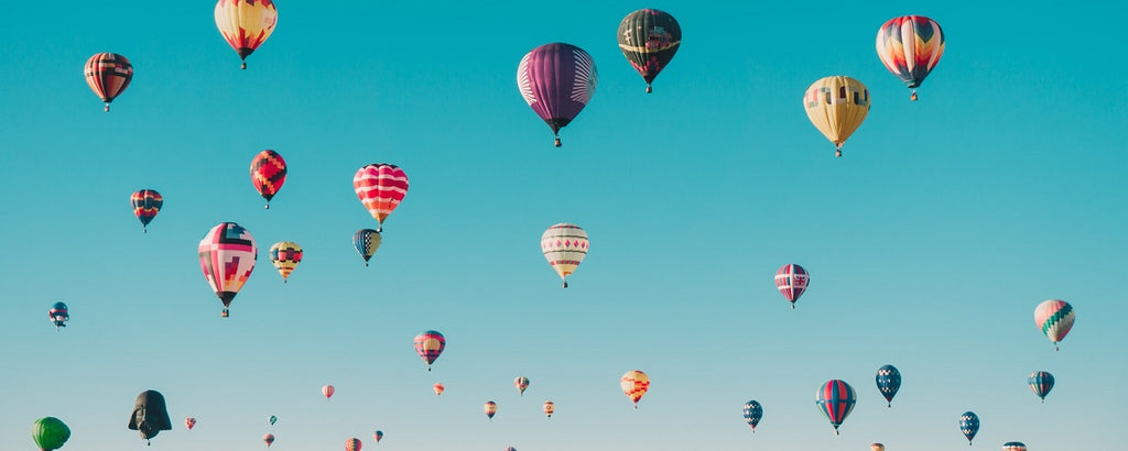 Hot air balloons in the sky.