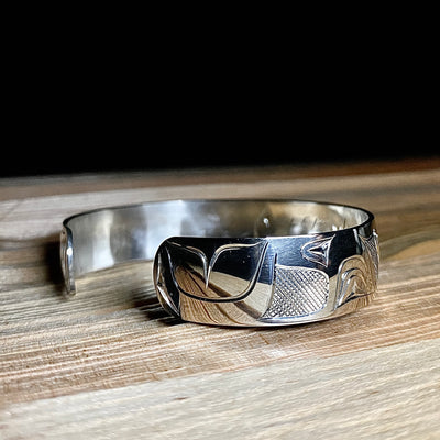 silver northwest coast killer whale bracelet