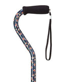 Offset style handle with hypalon grip and strap with popular prints on a 7/8" aluminum adjustable shaft 
