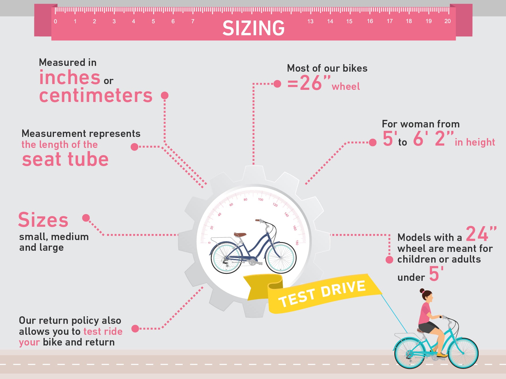 ladies bike sizes