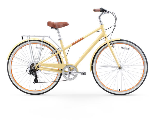 yellow women's beach cruiser