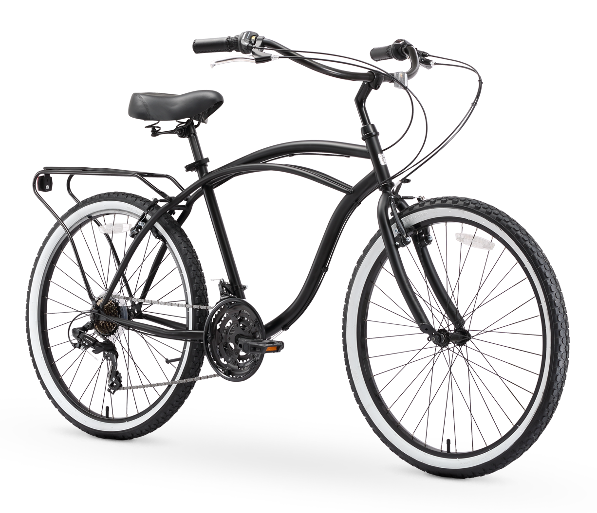 Sixthreezero Men's 26 inch 21 Speed Beach Cruiser Bike -Matte Black ...