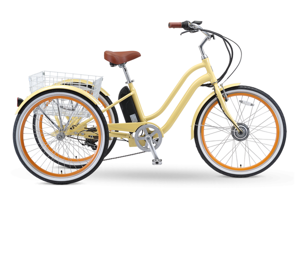 yellow adult tricycle
