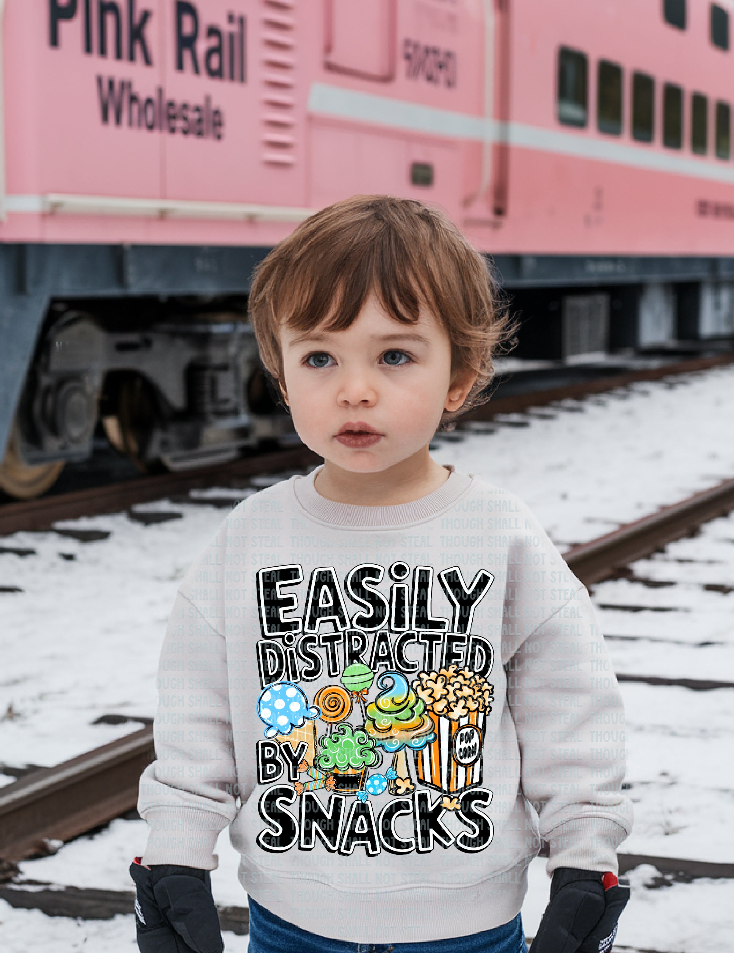 C-29 Easily Distracted by Snacks Completed Tee