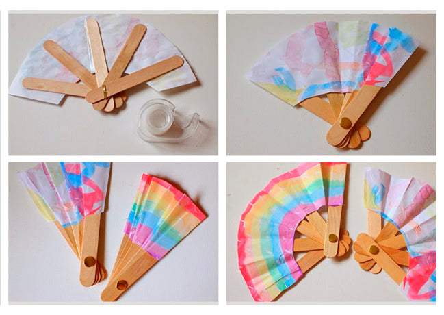 Foto de idea de manualidad infantil con abatelenguas y papel seda para el verano