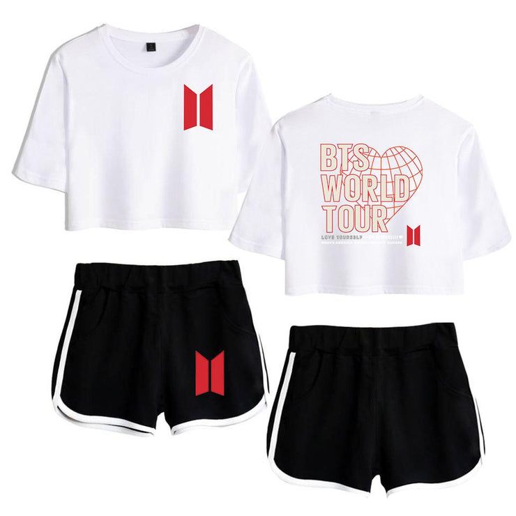 "BTS MAP OF THE SOUL" CROP TOP AND SHORTS
