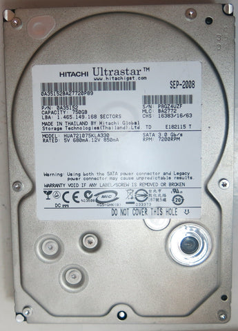 HITACHI HUA721075KLA330 PN 0A35152FW BA2772 750 GB – +DR DATA