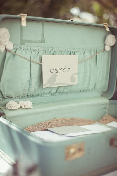 DIY Wedding Box for Cards from a Vintage Suitcase + Card Garland