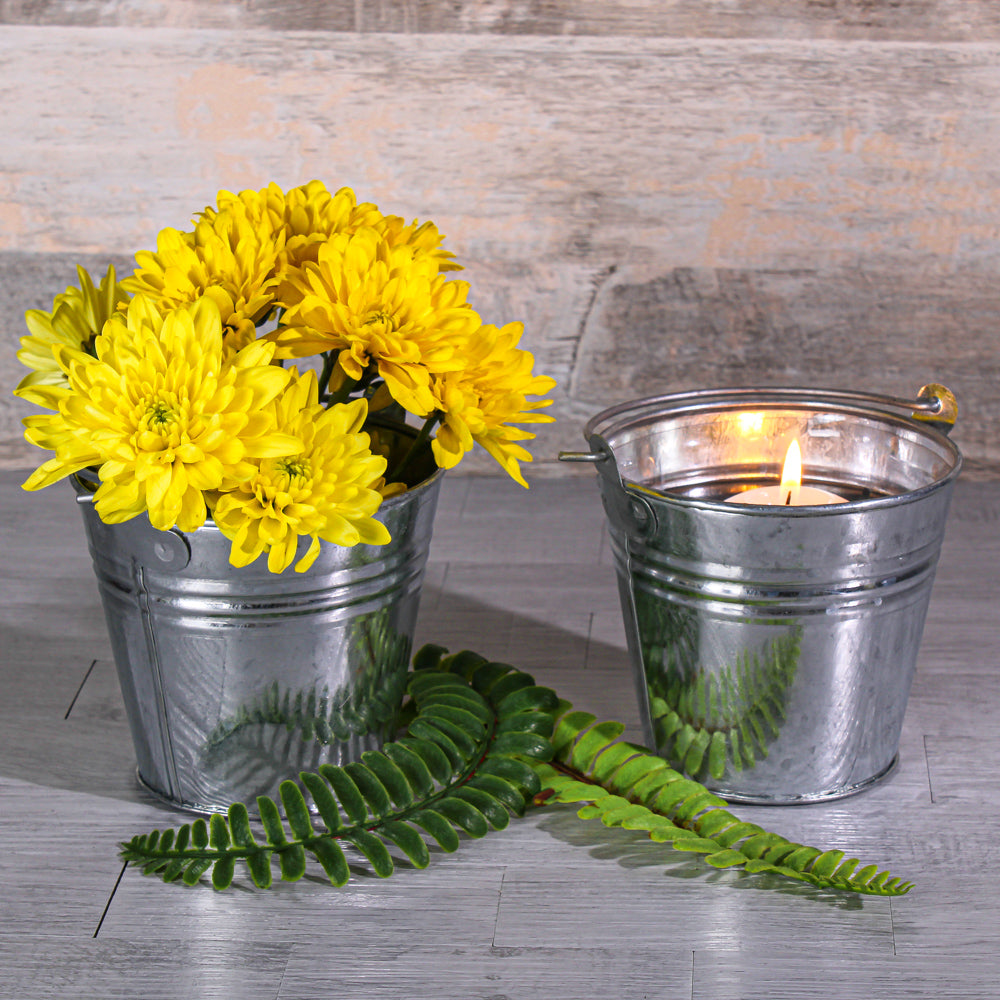 Tiny White Metal Bucket 3.5x4 with Handle - Save-On-Crafts