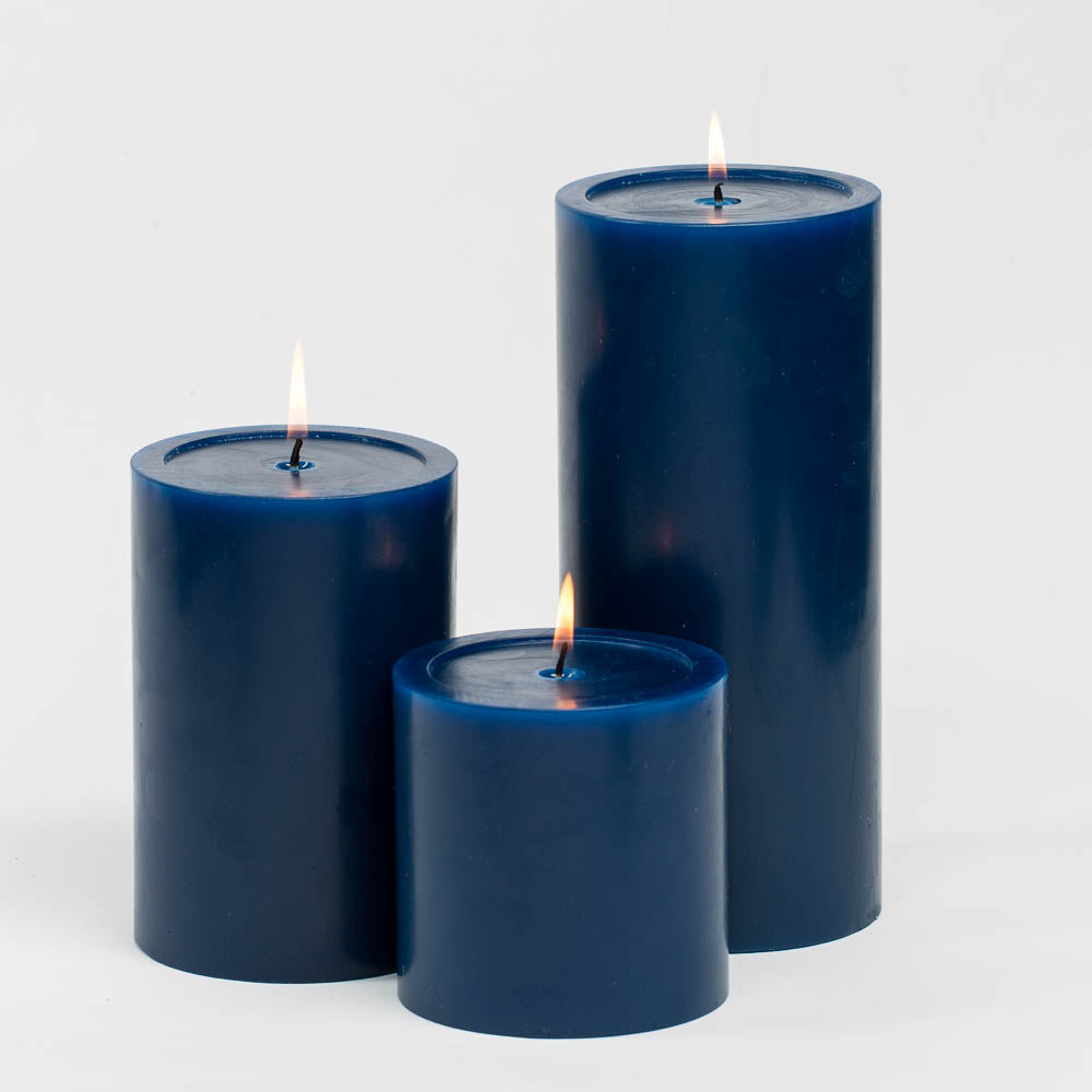 navy pillar candles