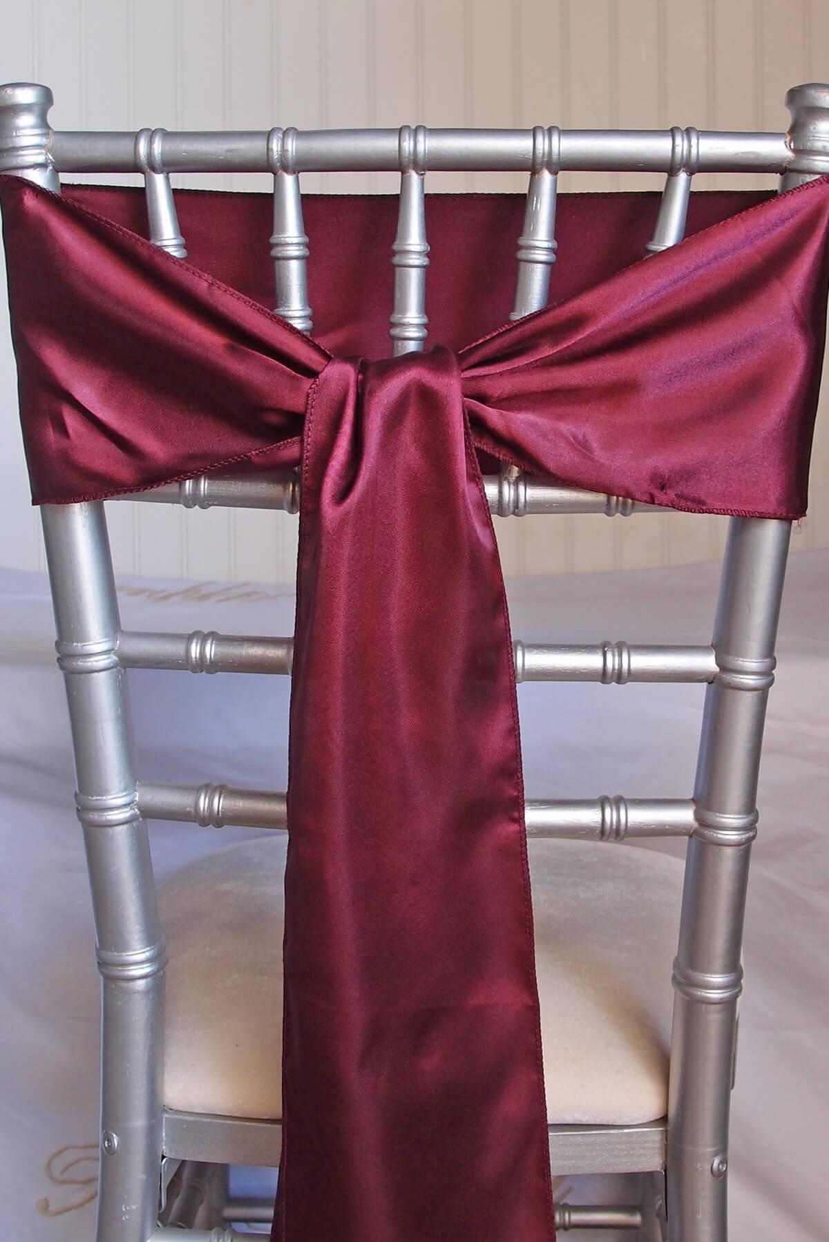 10 Burgundy Satin Chair Sashes 6x106 Save On Crafts