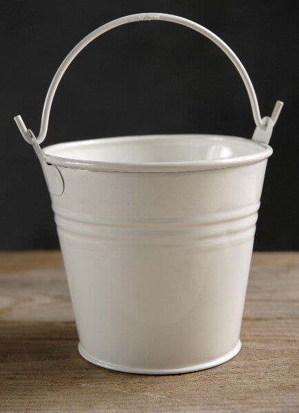 White Enamel Bucket 5x5 with Handles - Save-On-Crafts