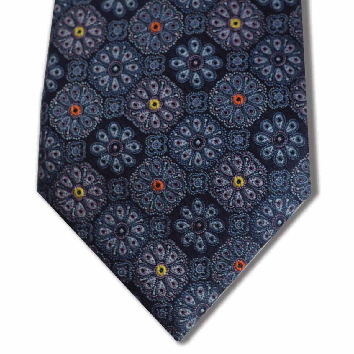 Navy and Purple with Yellow and Orange Floral Pattern Custom Tie – The ...