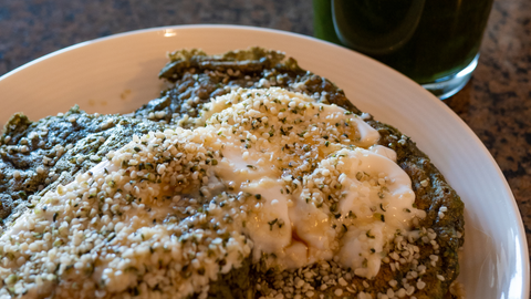 Algi protein and fiber spirulina pancakes