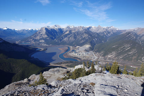 Look out point at the summit of the Heart Mountain Horseshoe Trail overlooking the Bow Valley in Alberta, Canada