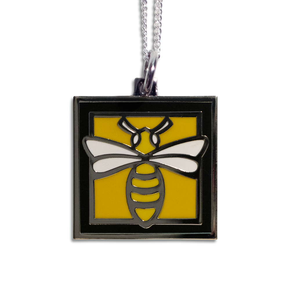 Bee Pendant Necklace - Black Border