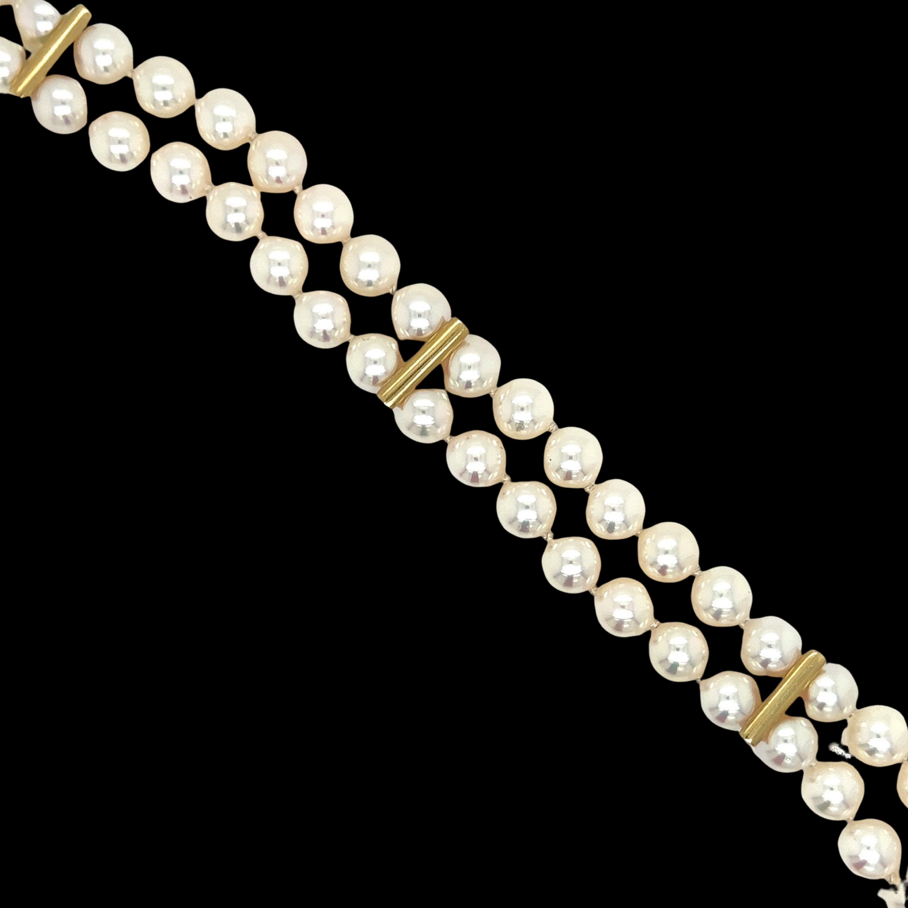 Schoeffel 2 Row Bracelet, Japanese Akoya Pearl 6mm x 6.5mm, 14K Yellow Gold