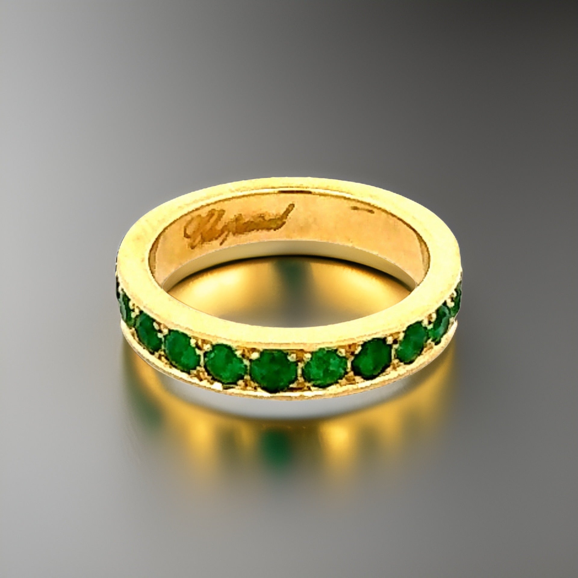 Chopard Ring, 22 Round Fine Emerald 1.24 cttw, 18K Yellow Gold 6g