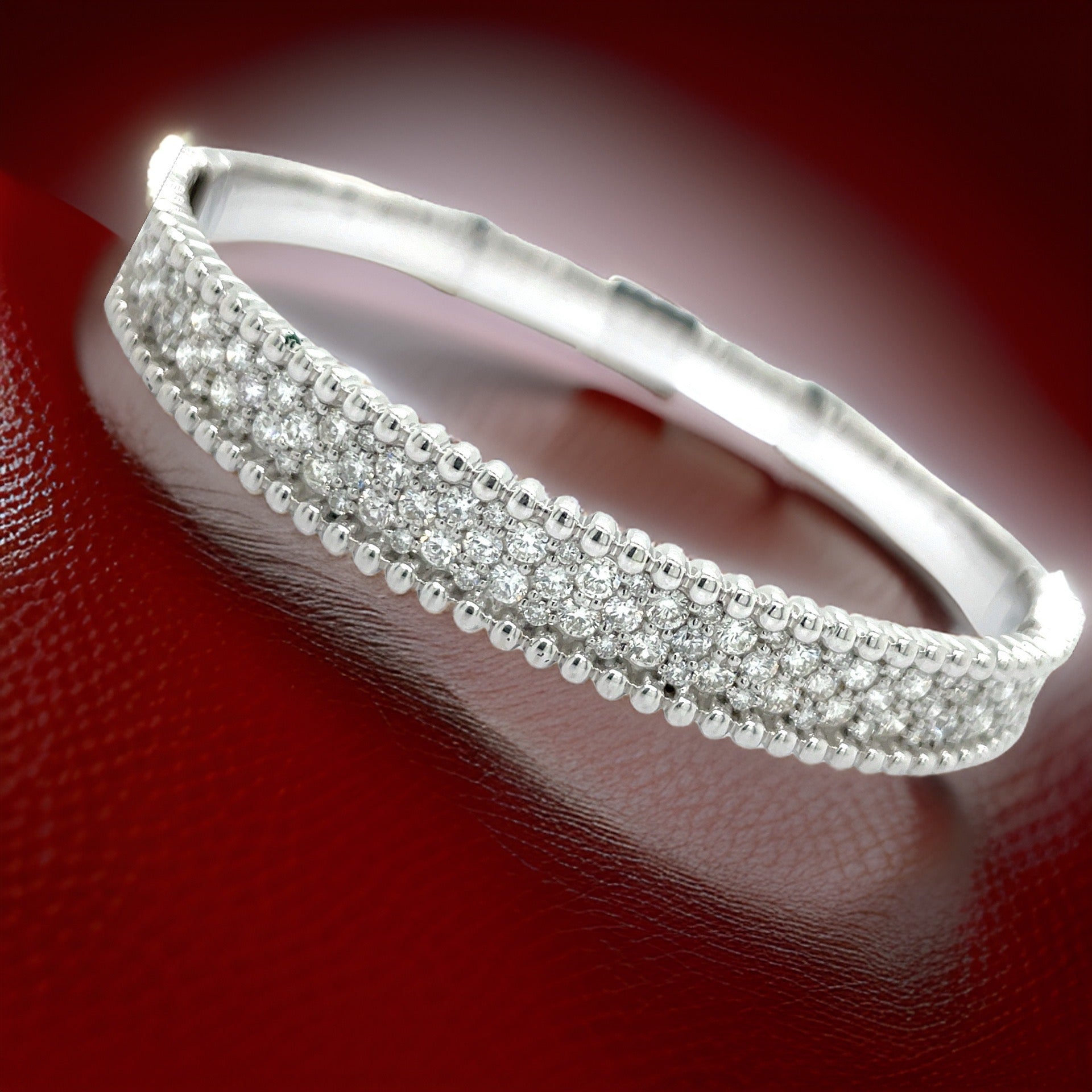 Fashionista Bangle, Round Diamond 3.30 cttw, 18K White Gold 28.40g