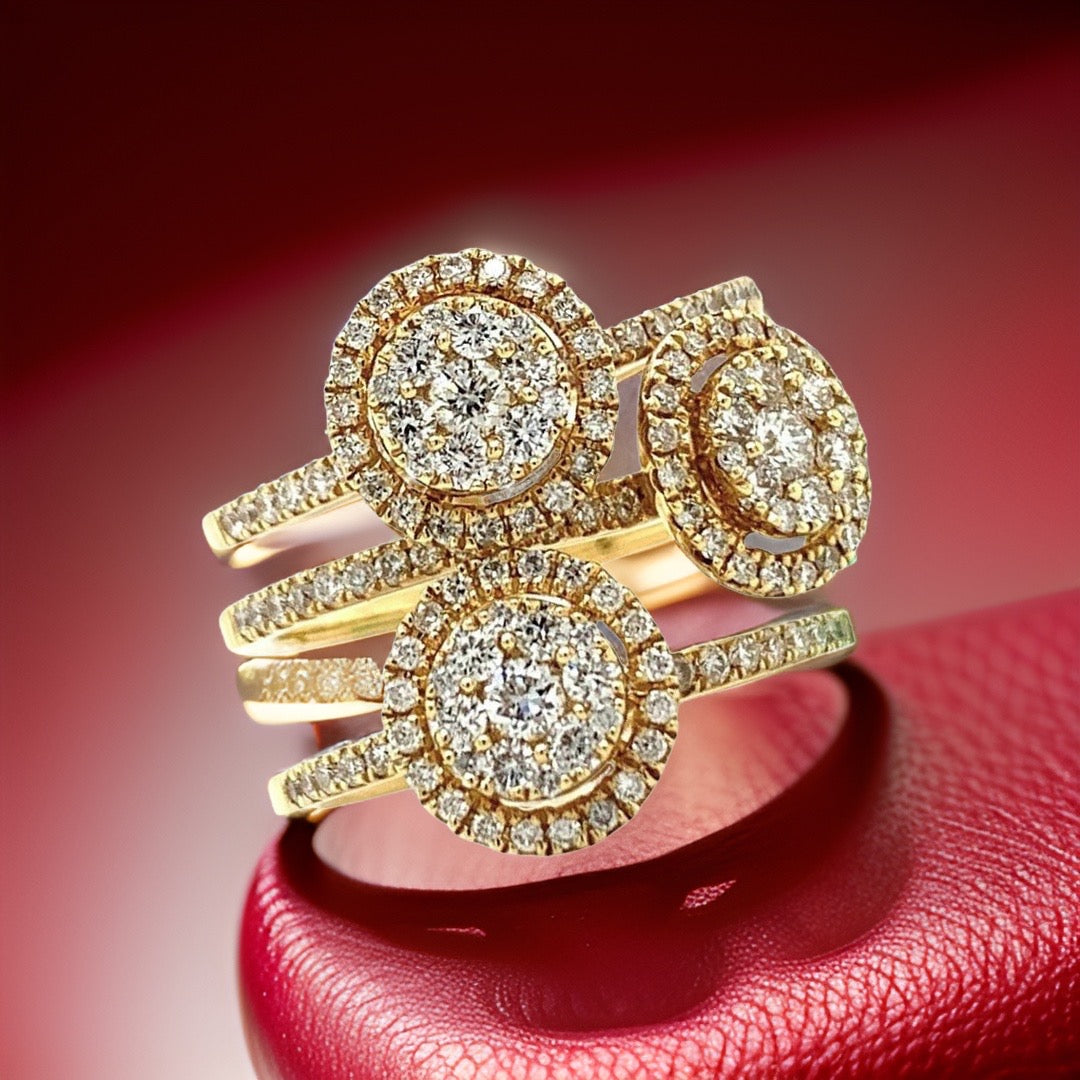 Fashionista Ring, Round Diamond 1.15 cttw, 18K Yellow Gold 7.70g