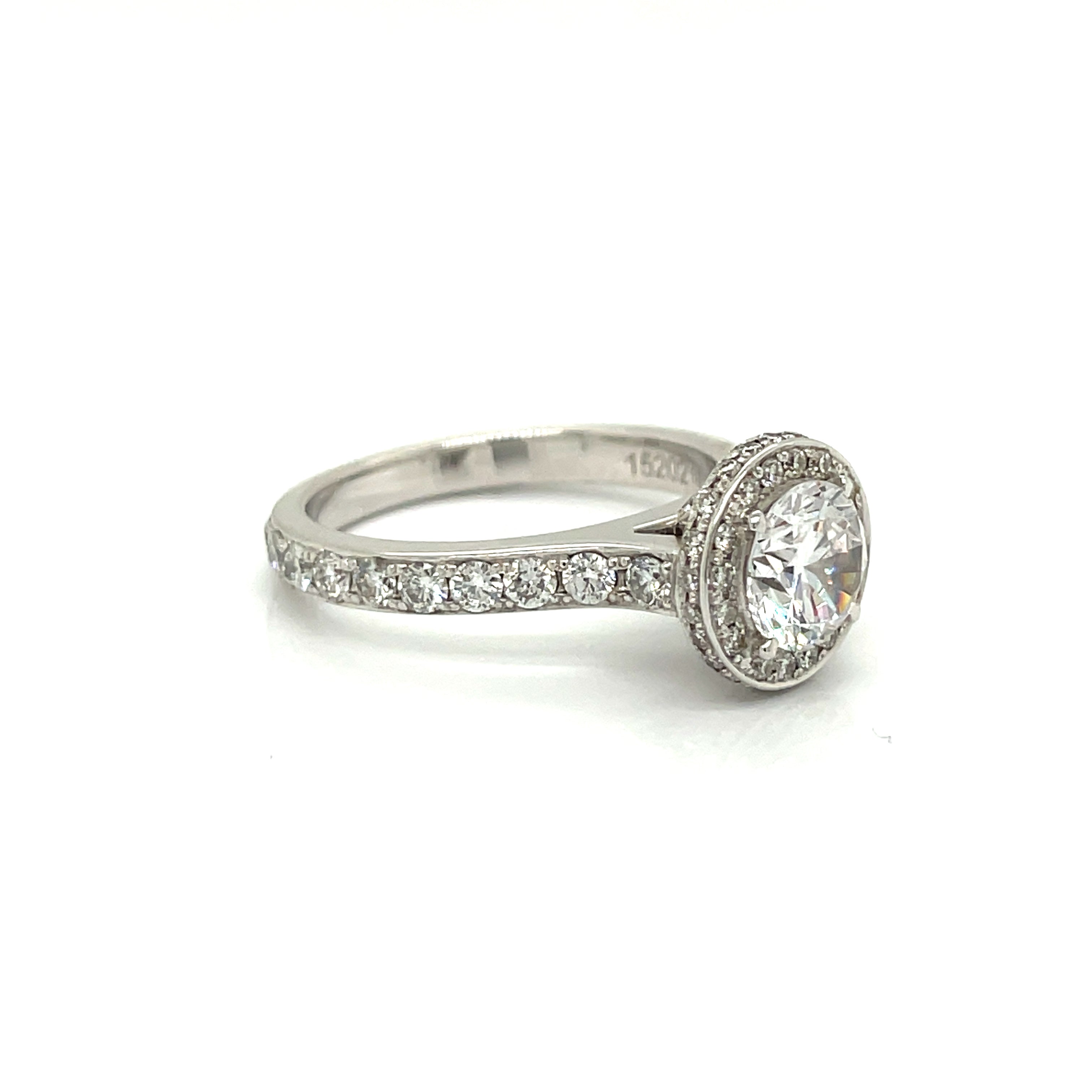 Michael M. Semi-Mount Ring, 1 Round Cubic Zirconia, 71 Round Diamond 1.07 cttw, 18K White Gold 5.80g