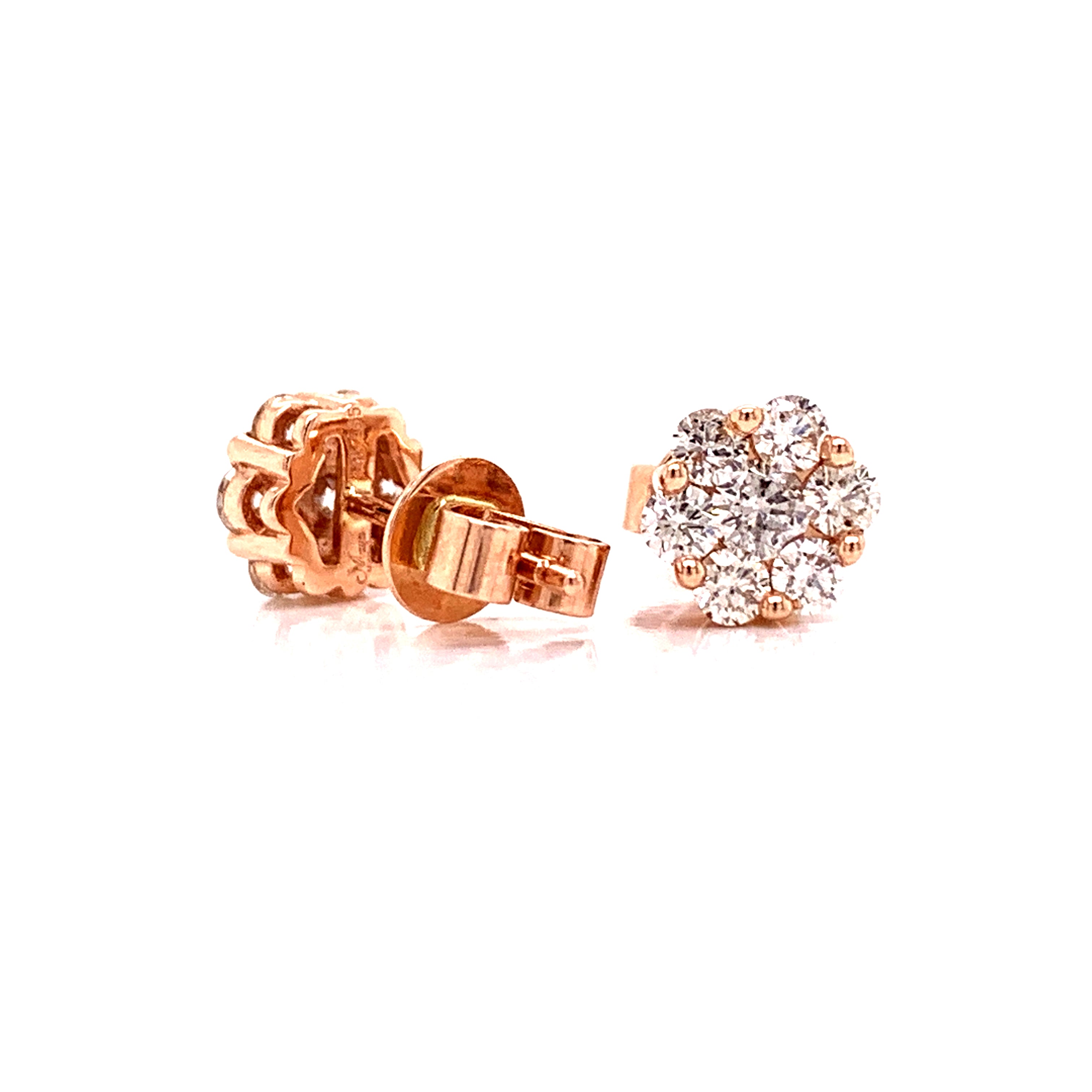 Maya Lianna Cluster Earrings, 14 Round Diamond 0.75 cttw, 14K Rose Gold