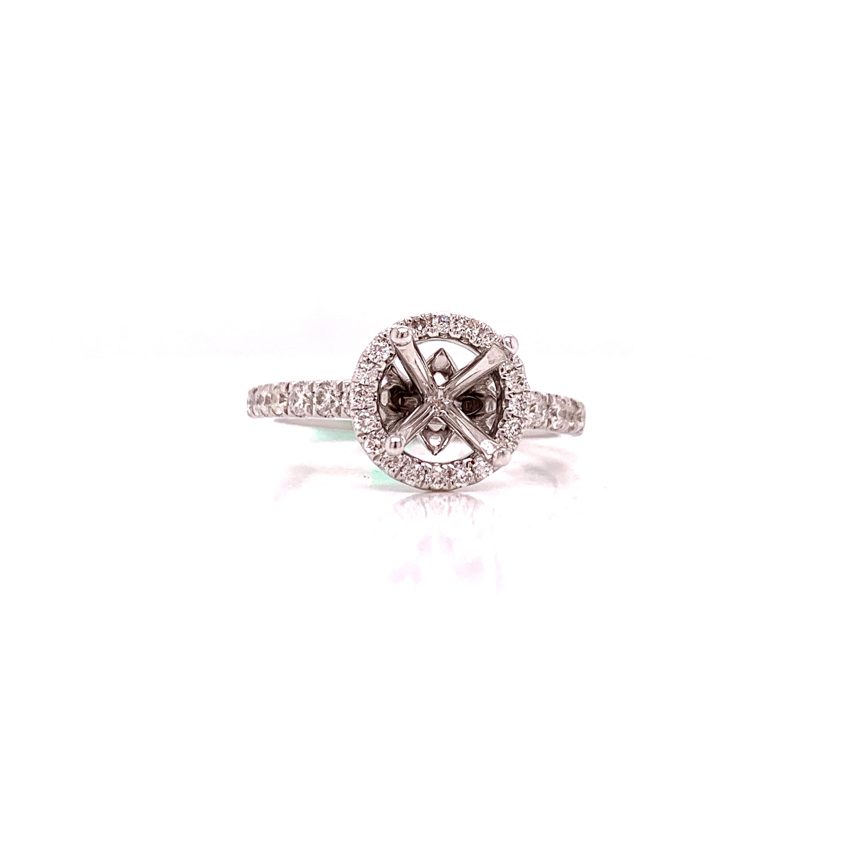 Leo Schachter Semi Mount Ring, Round Diamond 0.50 cttw I I2, 14K White Gold