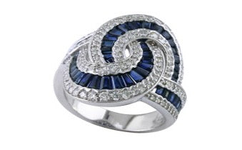 E.H. Collection Ring, Diamond 0.83ct H-I SI2-I1, Sapphire 3.06ct, 14KW