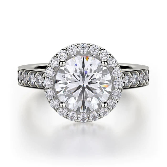 Michael M. Semi-Mount Ring, 1 Round Cubic Zirconia, Round Diamond 1.07 cttw, 18K White Gold 6.00g