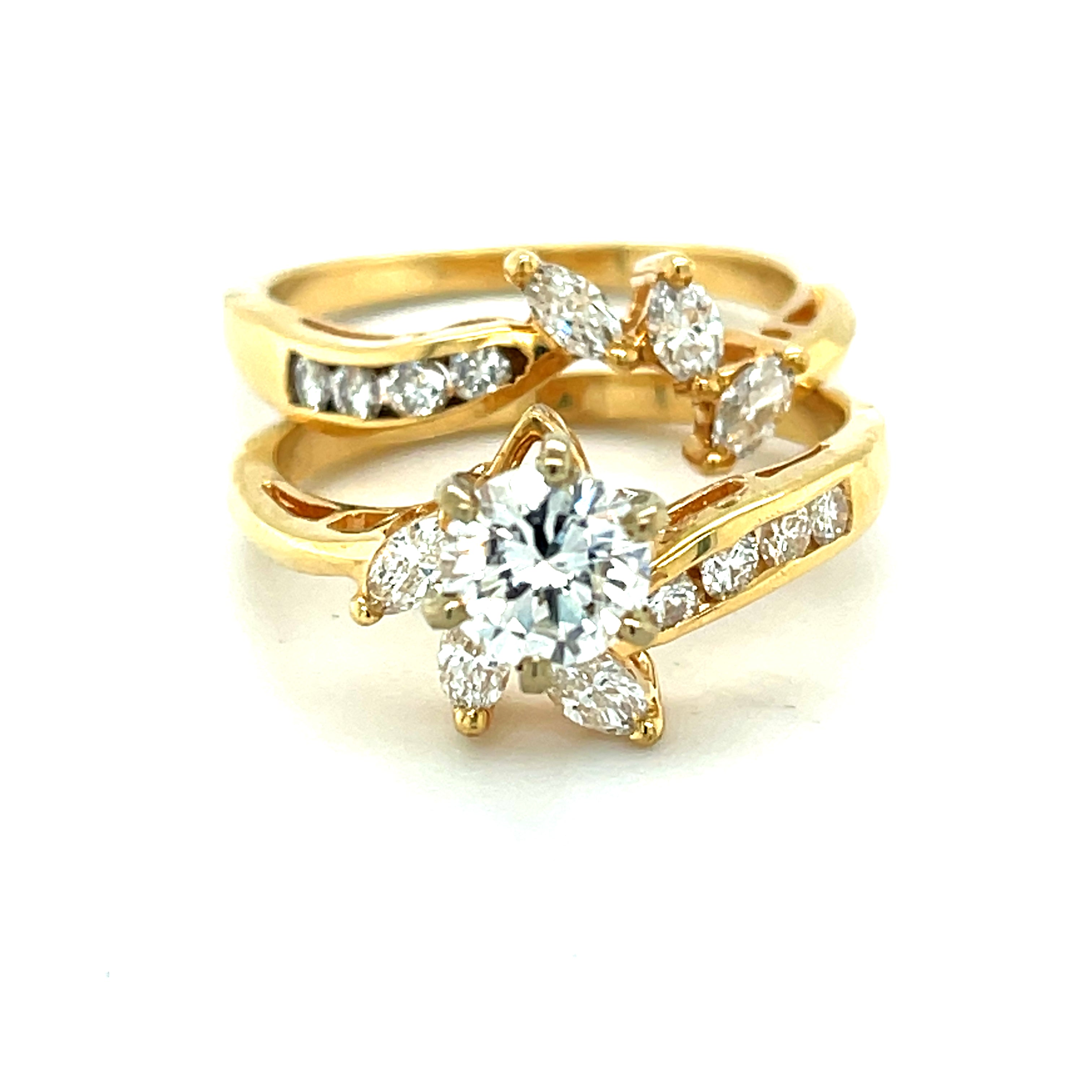 Estate Bridal Ring, Mixed Cut Diamond 0.33 cttw  H SI1, 18K Yellow Gold 3.75g