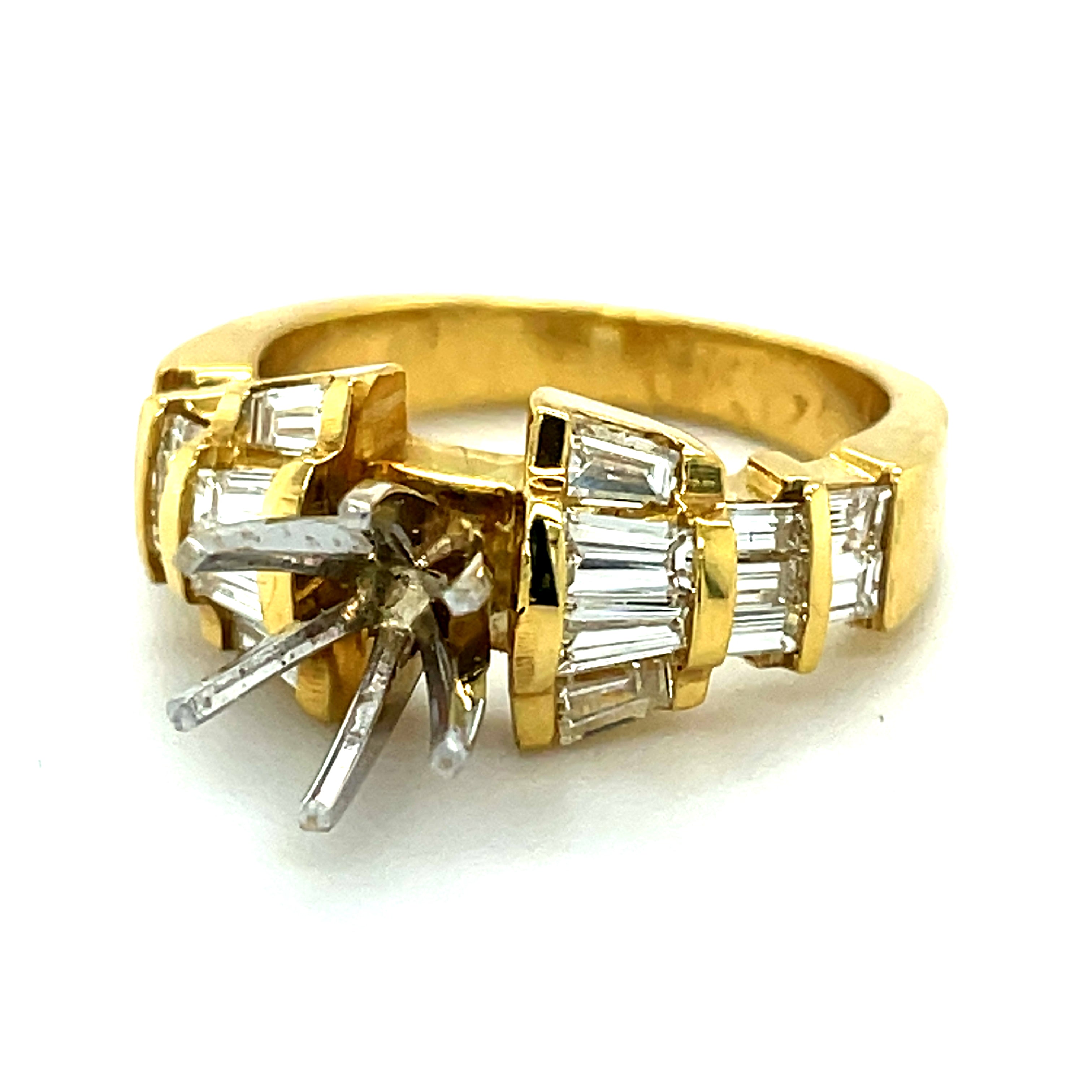 EMJ Semi-Mount Ring, Baguette Diamond 1.00 cttw  G-H VS2-SI1, 18K Yellow Gold 7.00g