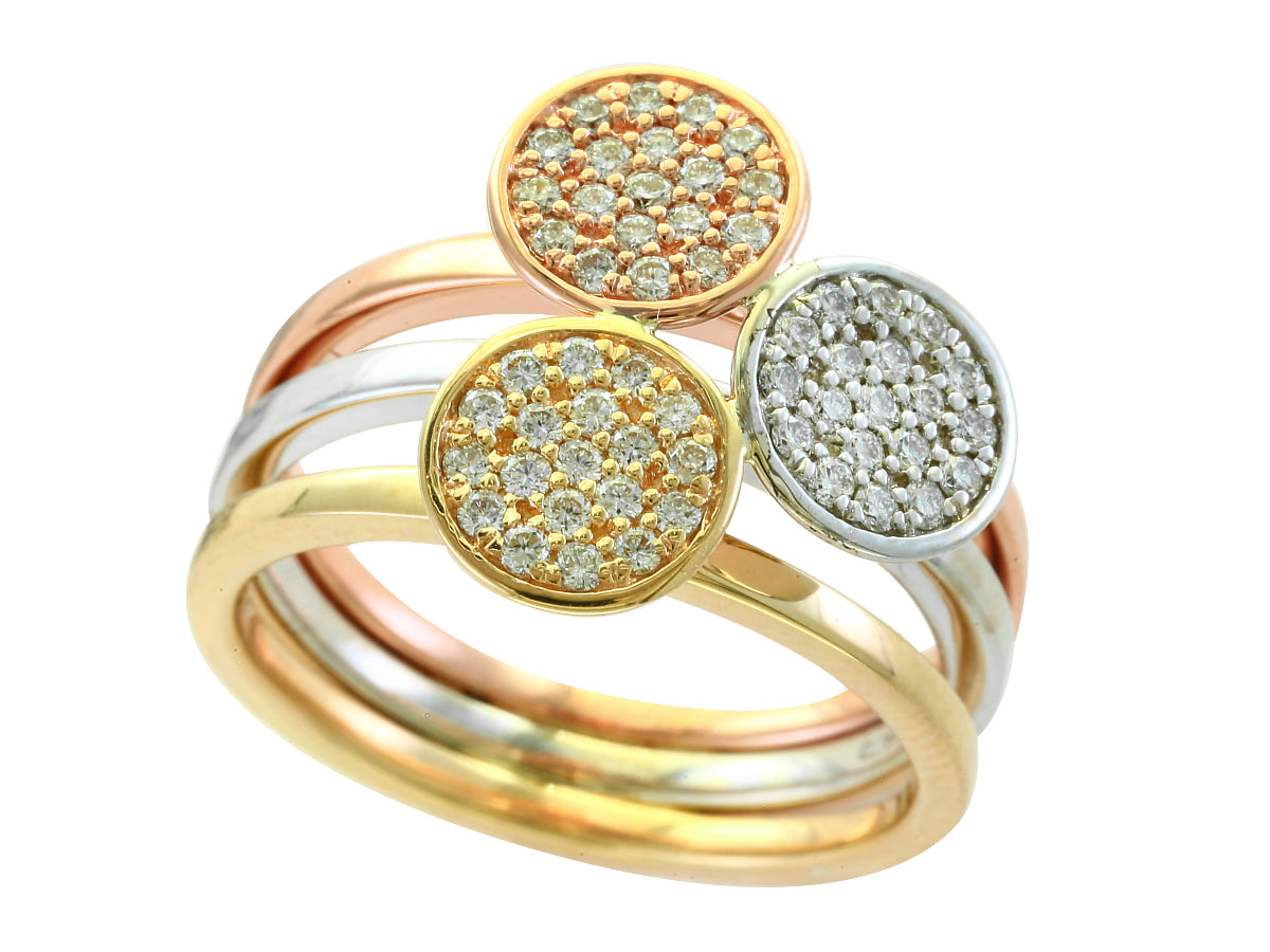 E.H. Collection Ring, Round Diamond 0.42 cttw, 14K White/Yellow/Rose Gold