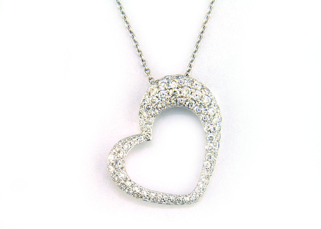 E.H. Collection Pendant w/ Chain, Round Diamond 0.81 cttw H-I SI2-I1, 14K White Gold 