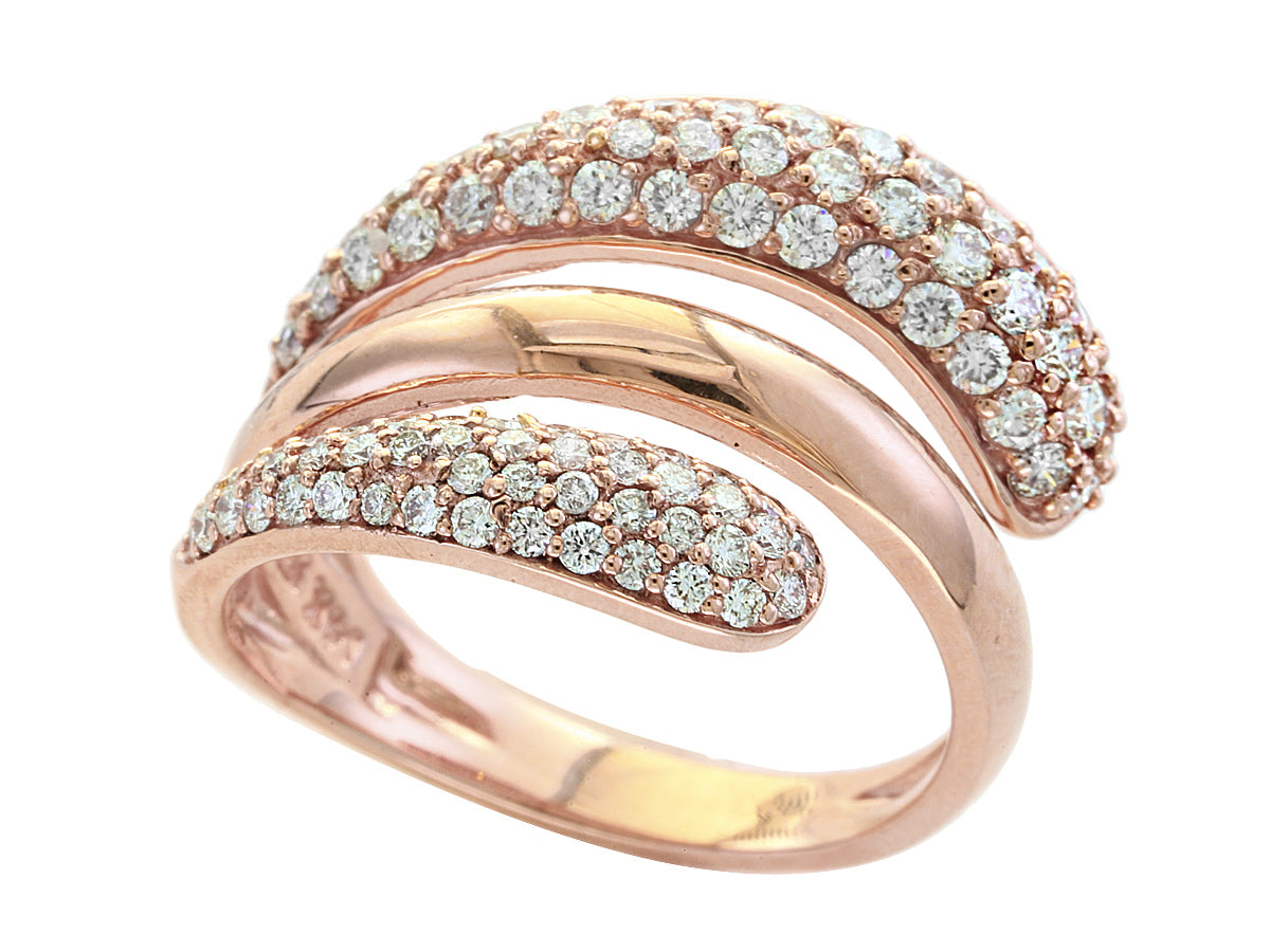 E.H. Collection Ring, Round Diamond 0.96 cttw, 14K Rose Gold